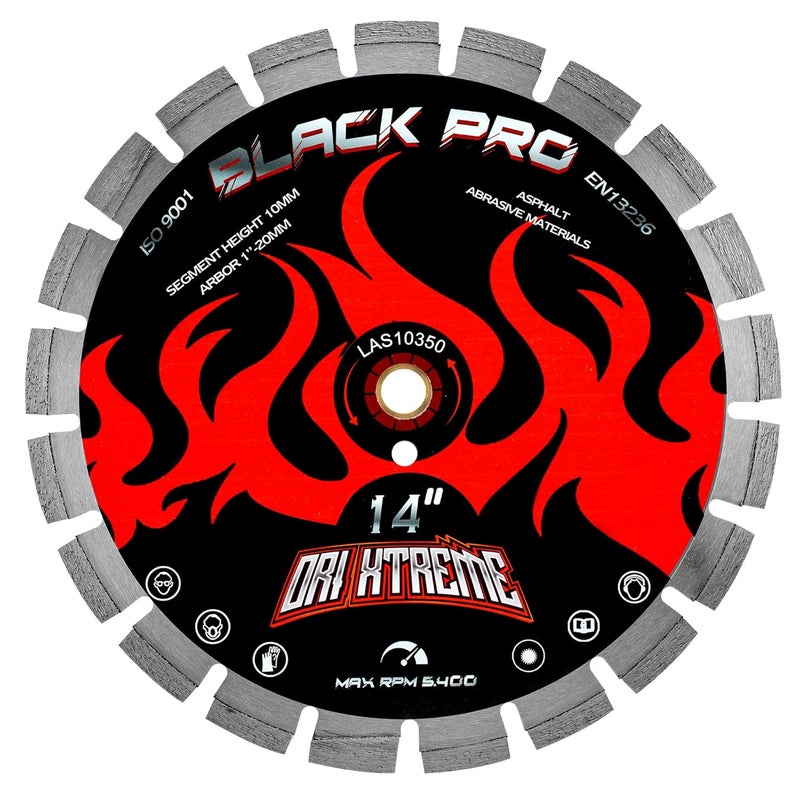 ORIXTREME 14Inch Asphalt Laser Welded Diamond Blade, Wet/Dry Cutting Asphalt Green Concrete Diamond Saw Blade, Segmented Rim with Wedge Segments,1''-20mm Arbor - Image 1